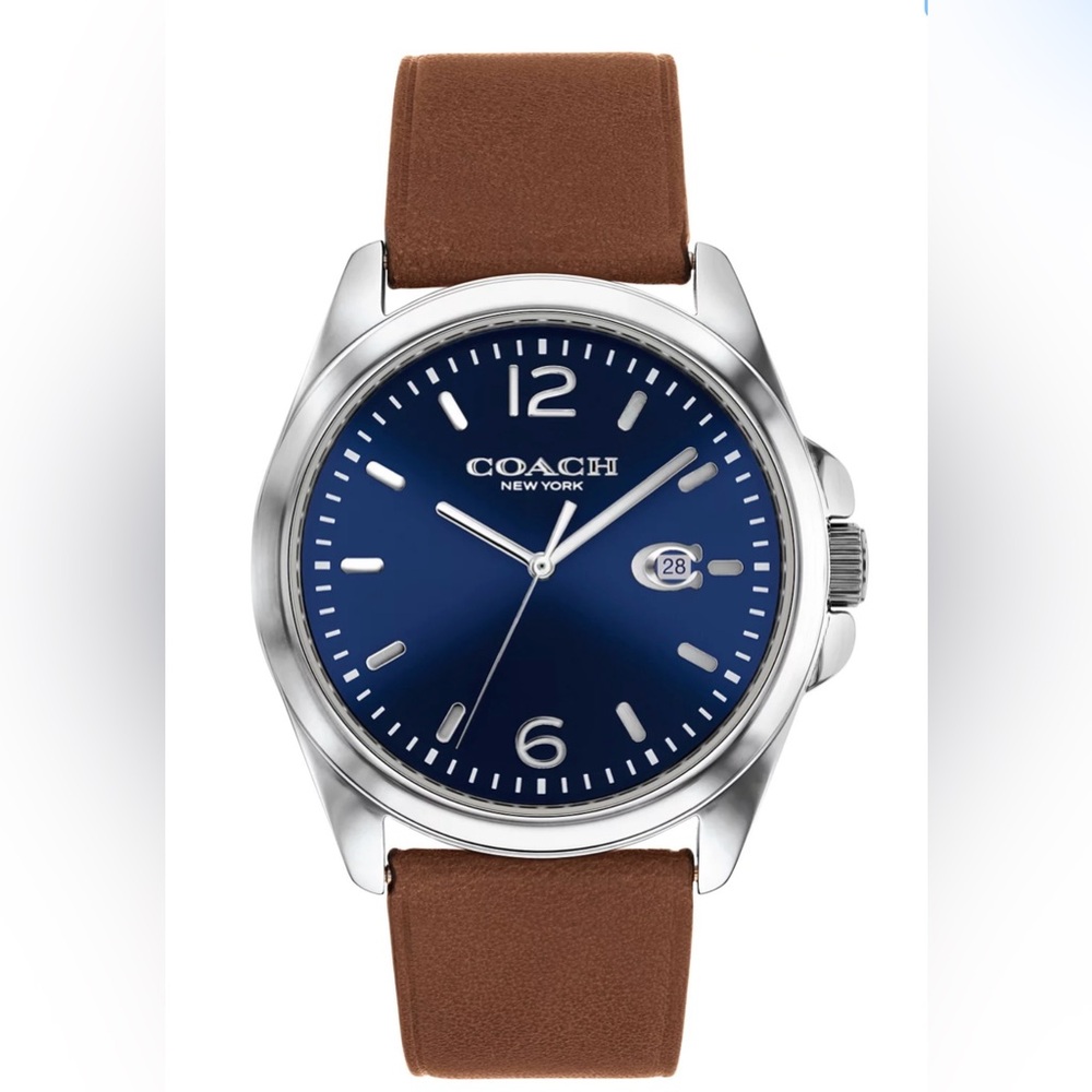 Coach Men's Greyson Brown Leather Strap Watch